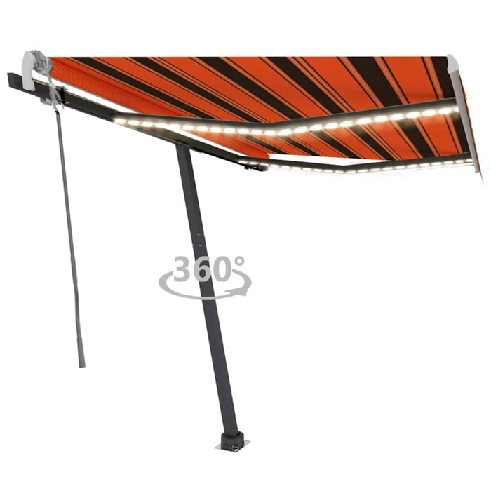 Copertină retractabilă manual cu LED portocaliu&maro 300x250 cm WALTI