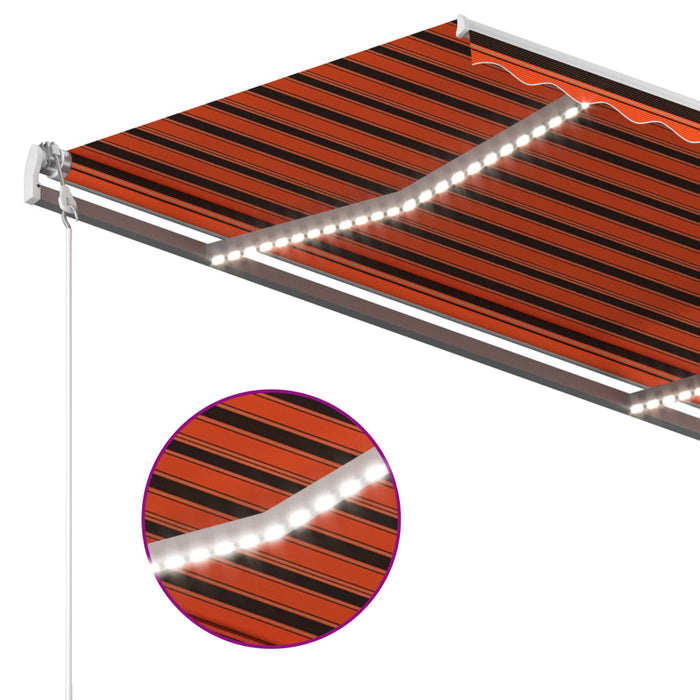 Copertină retractabilă manual cu LED portocaliu&maro 300x250 cm WALTI