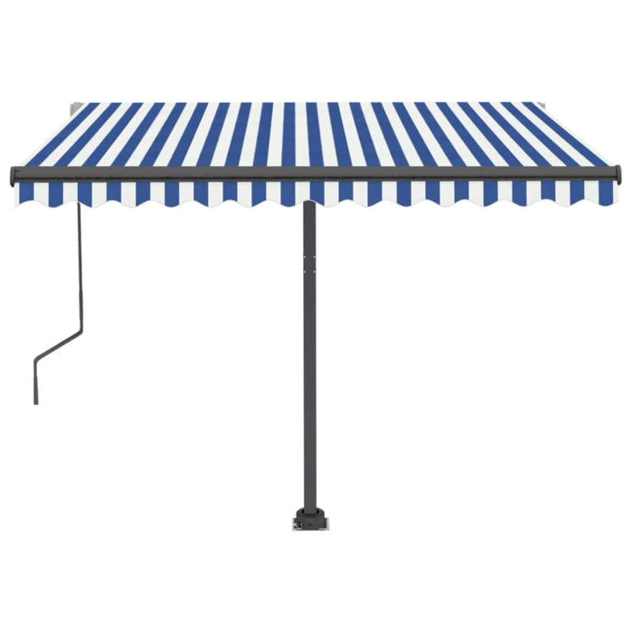 Copertină autonomă retractabilă automat albastru&alb 350x250 cm WALTI