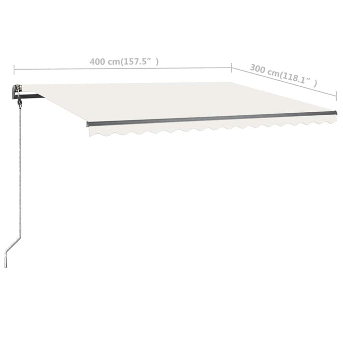 Copertină retractabilă manual cu LED, crem, 400x300 cm WALTI