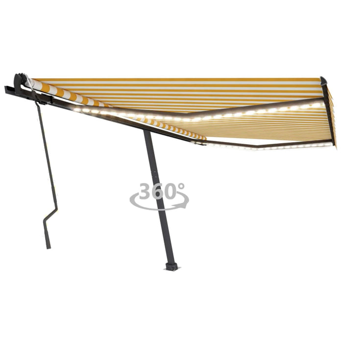 Copertină retractabilă manual cu LED, galben & alb, 400x300 cm WALTI