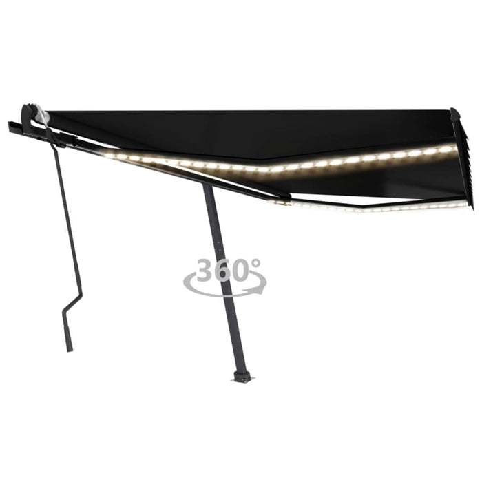 Copertină retractabilă manual cu LED, antracit, 400x300 cm WALTI