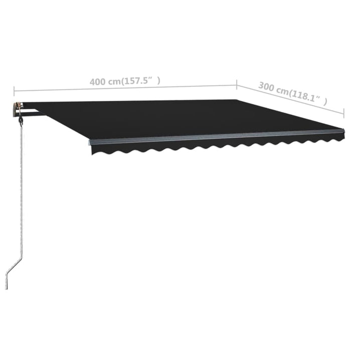 Copertină retractabilă manual cu LED, antracit, 400x300 cm WALTI