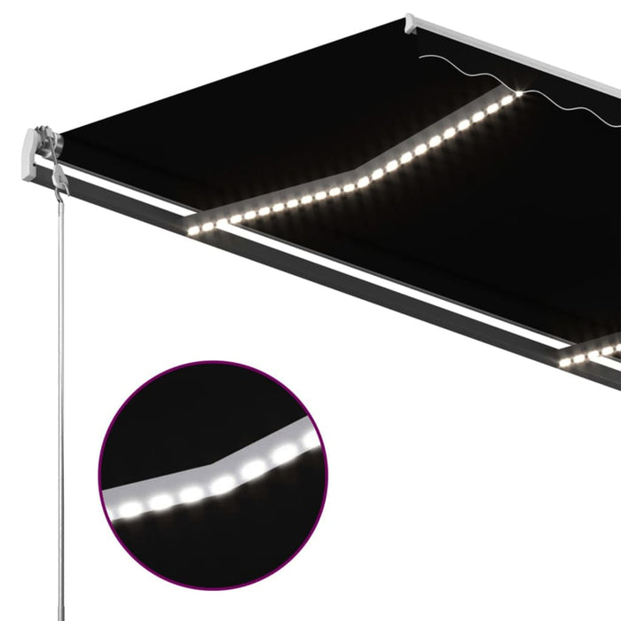 Copertină retractabilă manual cu LED, antracit, 400x300 cm WALTI