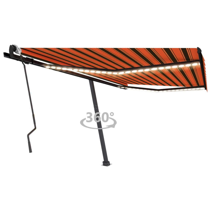 Copertină retractabilă manual cu LED portocaliu&maro 400x300 cm WALTI