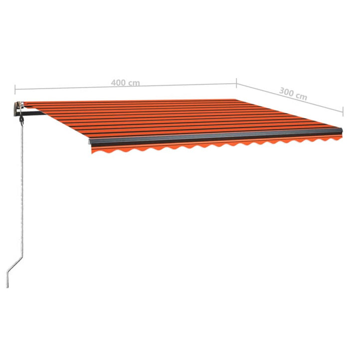 Copertină retractabilă manual cu LED portocaliu&maro 400x300 cm WALTI