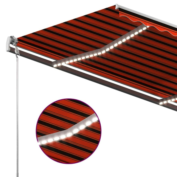 Copertină retractabilă manual cu LED portocaliu&maro 400x300 cm WALTI