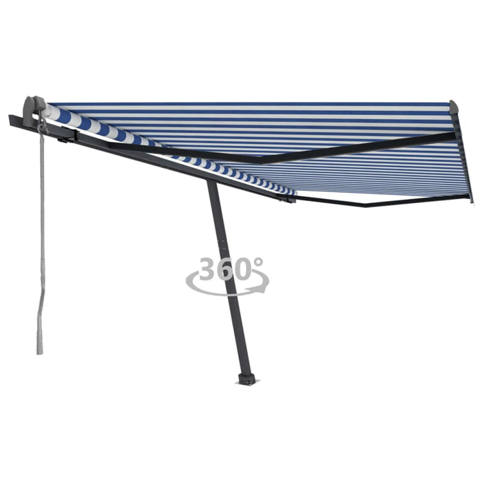 Copertină autonomă retractabilă automat albastru&alb 400x300 cm WALTI