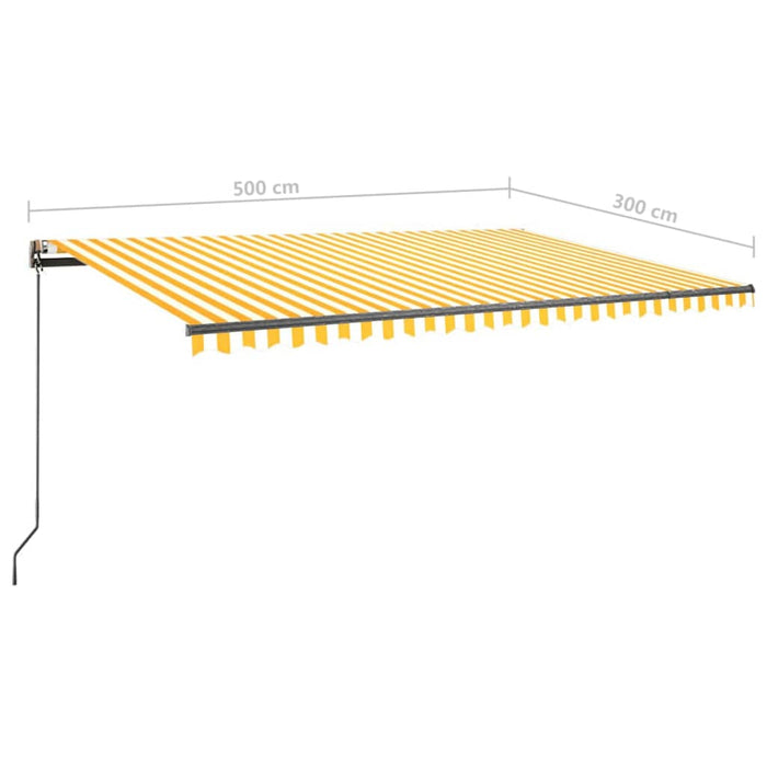 Copertină autonomă retractabilă manual, galben/alb, 500x300 cm WALTI