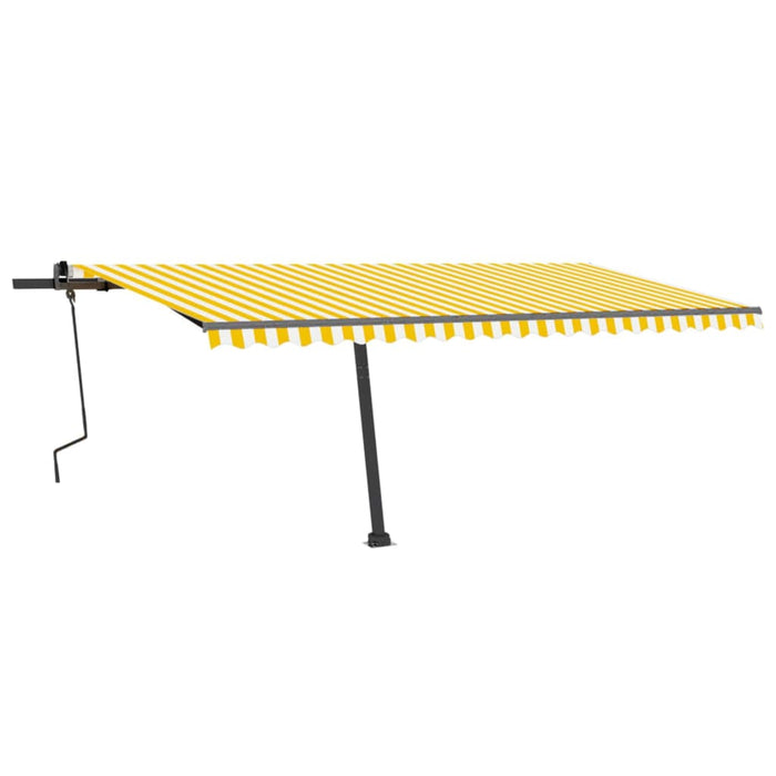 Copertină autonomă retractabilă manual, galben/alb, 500x300 cm WALTI