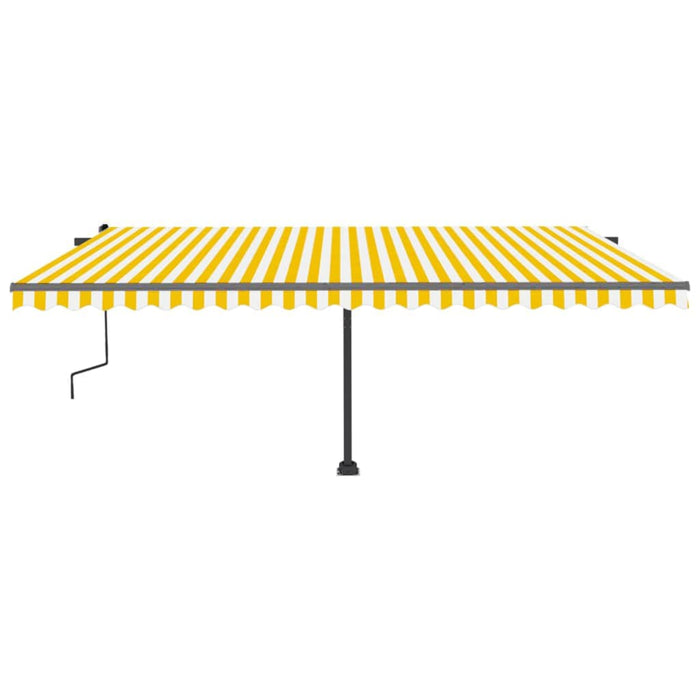 Copertină autonomă retractabilă manual, galben/alb, 500x300 cm WALTI