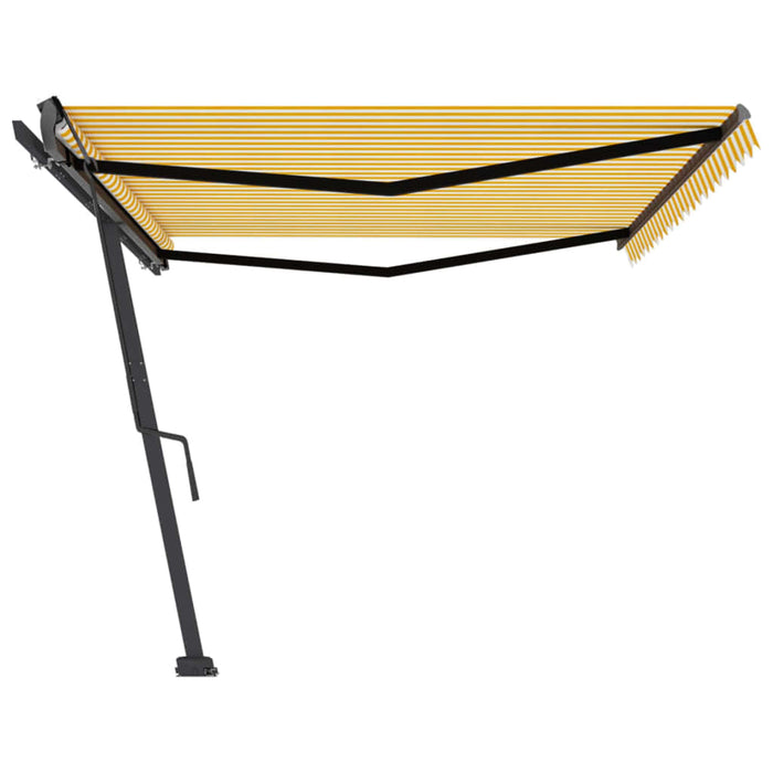 Copertină autonomă retractabilă manual, galben/alb, 500x300 cm WALTI