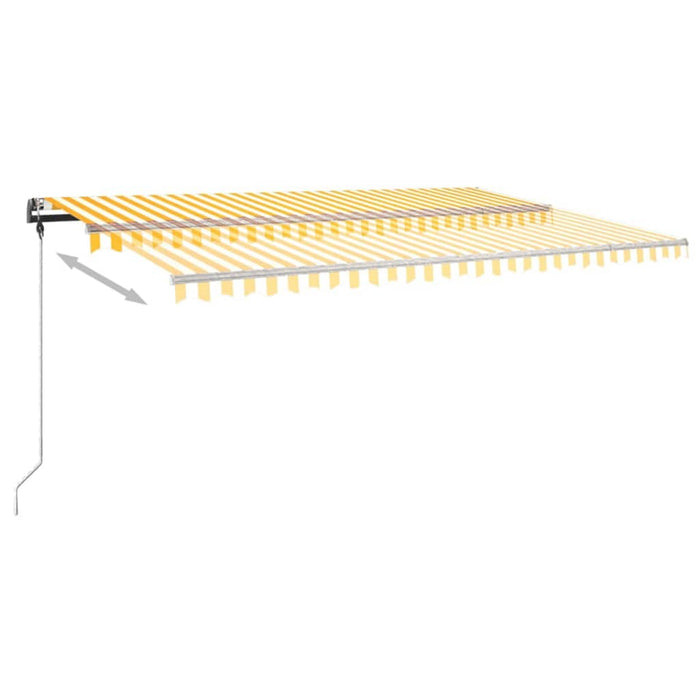 Copertină autonomă retractabilă manual, galben/alb, 500x300 cm WALTI