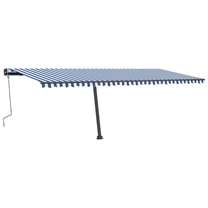 Copertină autonomă retractabilă manual albastru/alb 600x300 cm - WALTI WALTI