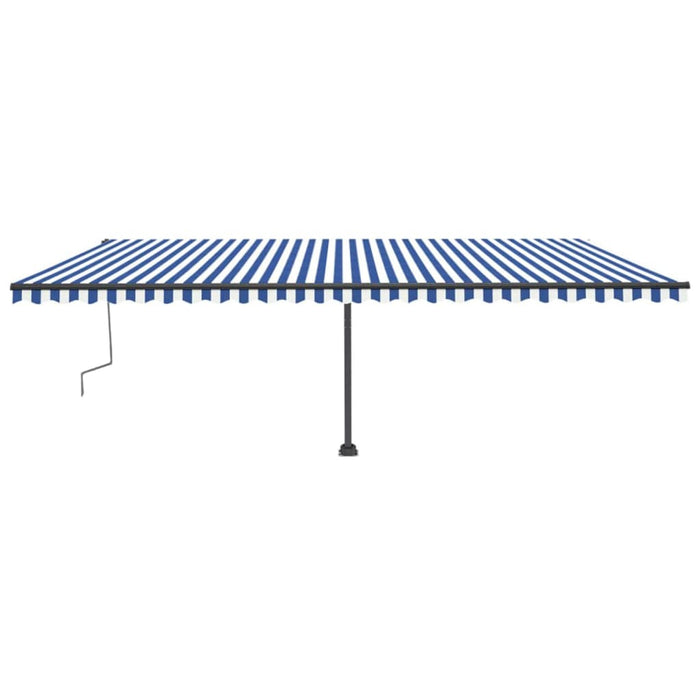 Copertină autonomă retractabilă manual albastru/alb 600x300 cm - WALTI WALTI