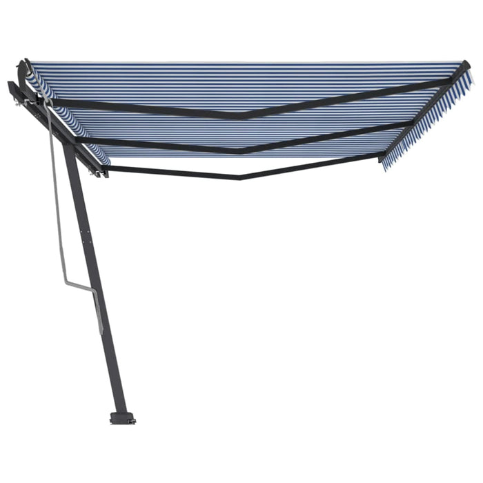 Copertină autonomă retractabilă manual albastru/alb 600x300 cm - WALTI WALTI