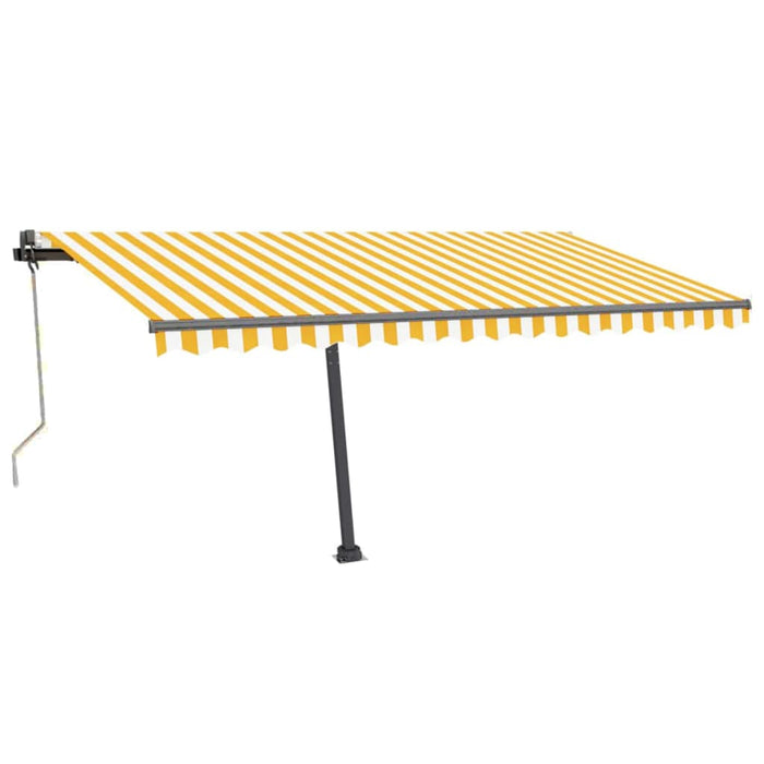 Copertină autonomă retractabilă automat galben&alb 400x350 cm WALTI