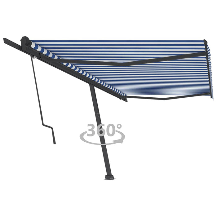 Copertină autonomă retractabilă automat albastru&alb 500x350 cm WALTI