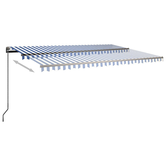 Copertină autonomă retractabilă automat albastru&alb 500x350 cm WALTI