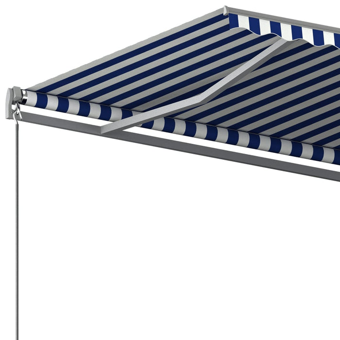 Copertină autonomă retractabilă automat albastru&alb 500x350 cm WALTI