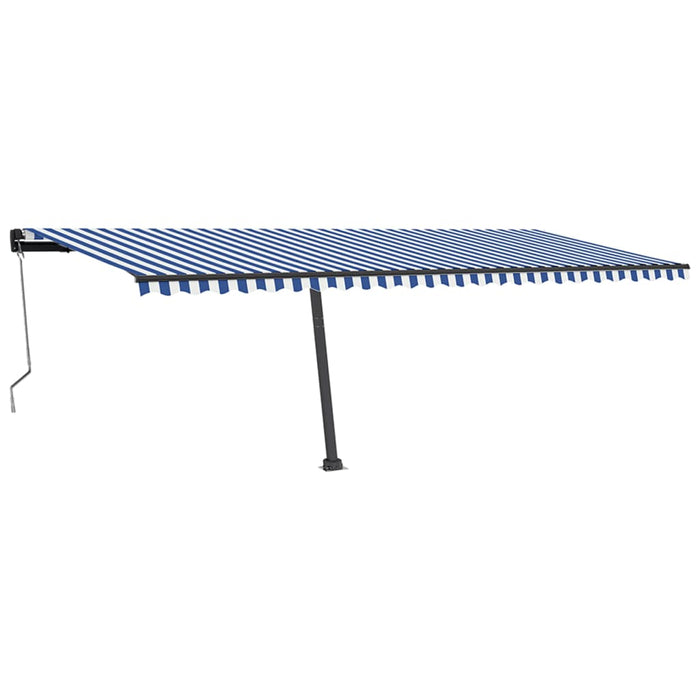 Copertină autonomă retractabilă automat albastru&alb 600x350 cm WALTI