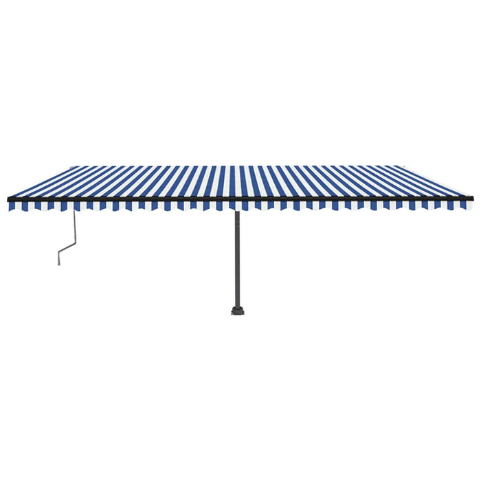 Copertină autonomă retractabilă automat albastru&alb 600x350 cm WALTI