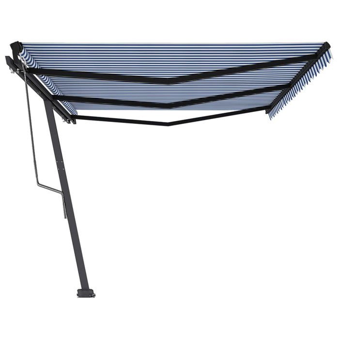 Copertină autonomă retractabilă automat albastru&alb 600x350 cm WALTI