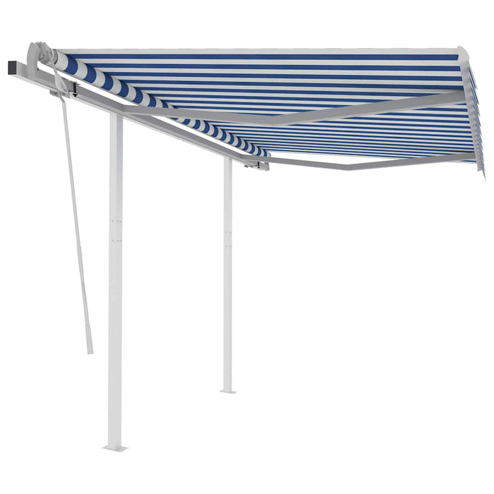 Copertină retractabilă manual cu stâlpi, albastru/alb, 3x2,5 m WALTI