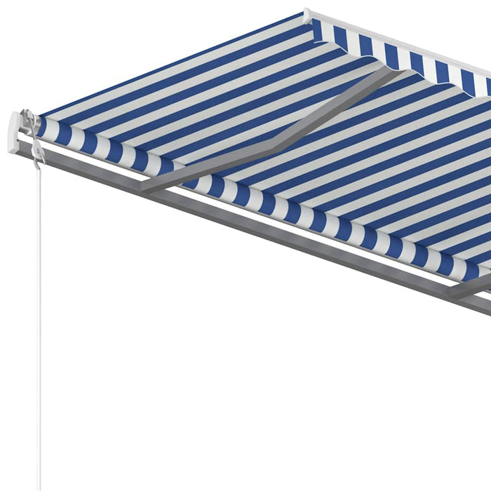 Copertină retractabilă manual cu stâlpi, albastru/alb, 3x2,5 m WALTI