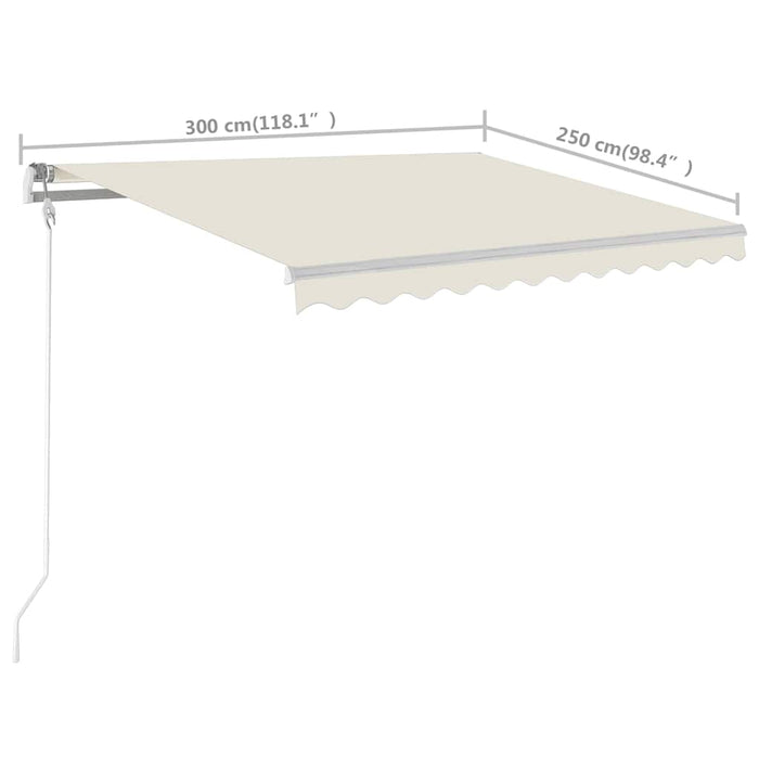 Copertină retractabilă manual cu stâlpi, crem, 3x2,5 m WALTI