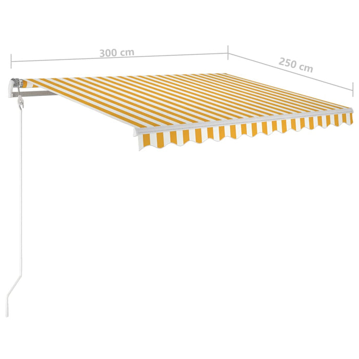 Copertină retractabilă manual cu stâlpi, galben/alb, 3x2,5 m - WALTI WALTI