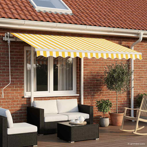 Copertină retractabilă manual cu stâlpi, galben/alb, 3x2,5 m - WALTI WALTI