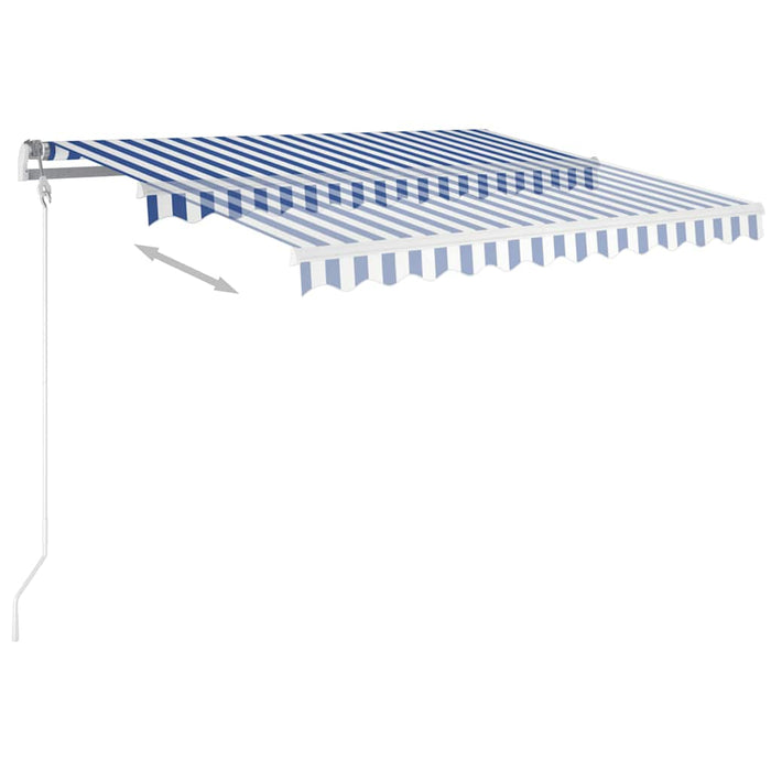 Copertină retractabilă manual cu LED, albastru&alb, 3x2,5 m WALTI
