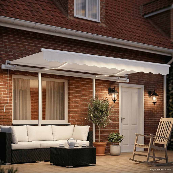Copertină retractabilă manual cu LED, crem, 3x2,5 m WALTI