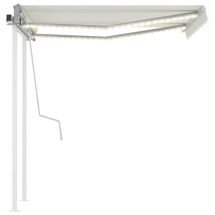 Copertină retractabilă manual cu LED, crem, 3x2,5 m WALTI