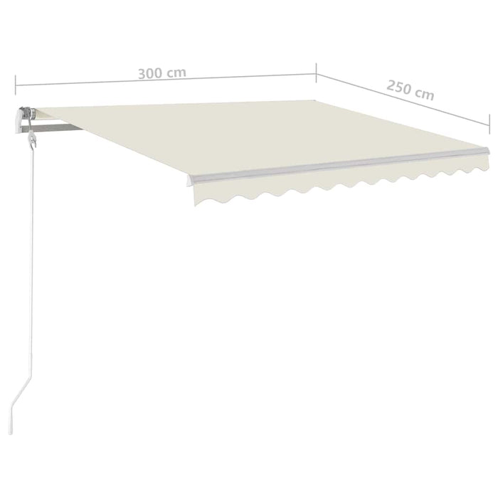 Copertină retractabilă manual cu LED, crem, 3x2,5 m WALTI
