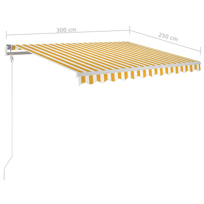 Copertină retractabilă manual cu LED, galben & alb, 3x2,5 m WALTI
