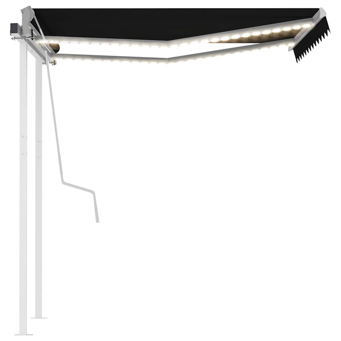 Copertină retractabilă manual cu LED, antracit, 3x2,5 m WALTI