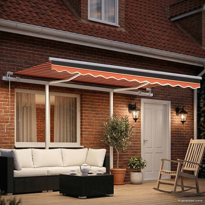 Copertină retractabilă manual cu LED portocaliu & maro 3x2,5 m WALTI