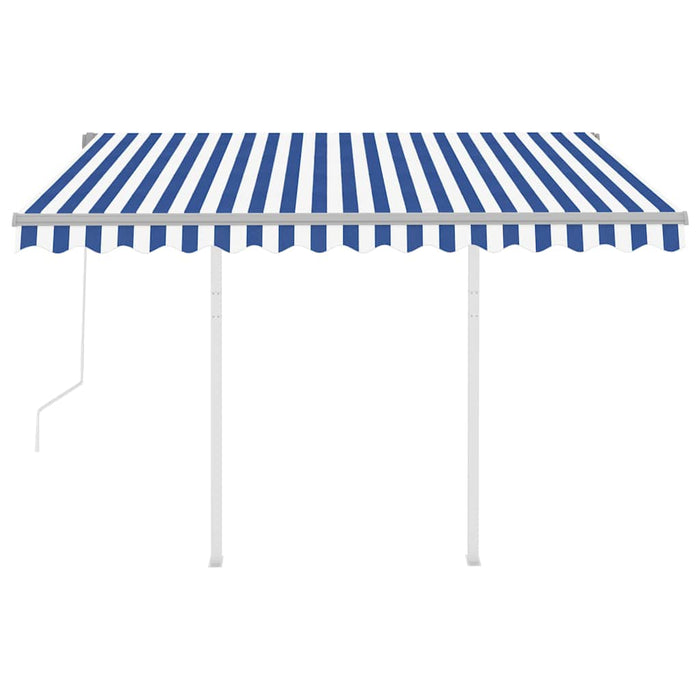 Copertină retractabilă automat cu stâlpi, albastru/alb, 3x2,5 m WALTI