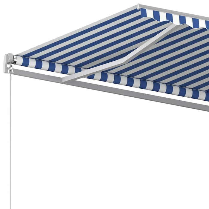 Copertină retractabilă automat cu stâlpi, albastru/alb, 3x2,5 m WALTI