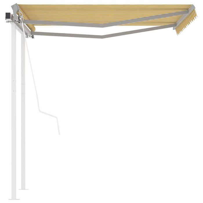 Copertină retractabilă automat cu stâlpi, galben/alb, 3x2,5 m WALTI