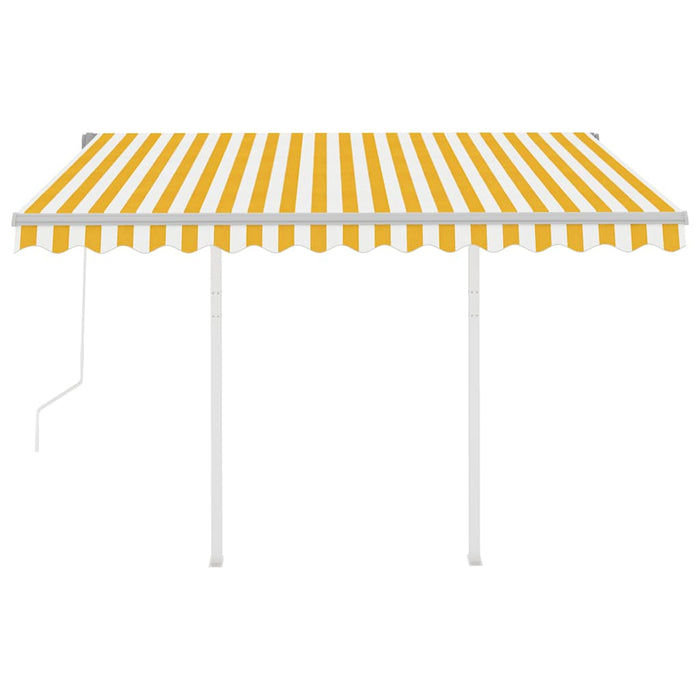 Copertină retractabilă automat cu stâlpi, galben/alb, 3x2,5 m WALTI