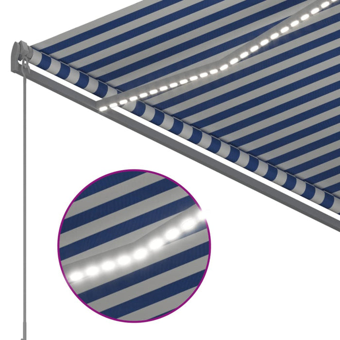 Copertină automată cu senzor vânt&LED, albastru/alb, 3x2,5 m - WALTI WALTI