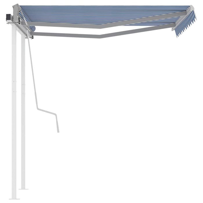 Copertină retractabilă manual cu stâlpi albastru/alb 3,5x2,5 m WALTI