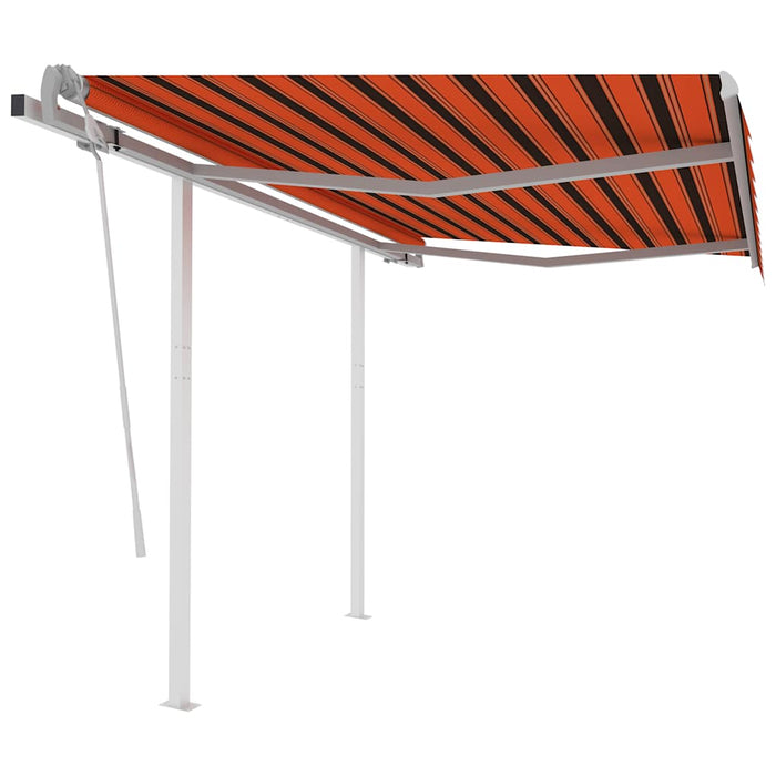 Copertină retractabilă manual, stâlpi portocaliu/maro 3,5x2,5 m WALTI