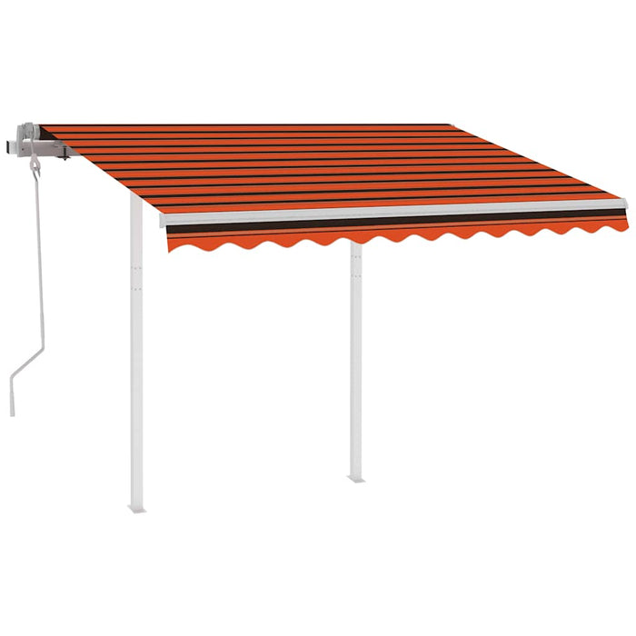 Copertină retractabilă manual, stâlpi portocaliu/maro 3,5x2,5 m WALTI