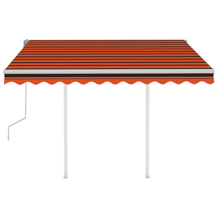 Copertină retractabilă manual, stâlpi portocaliu/maro 3,5x2,5 m WALTI