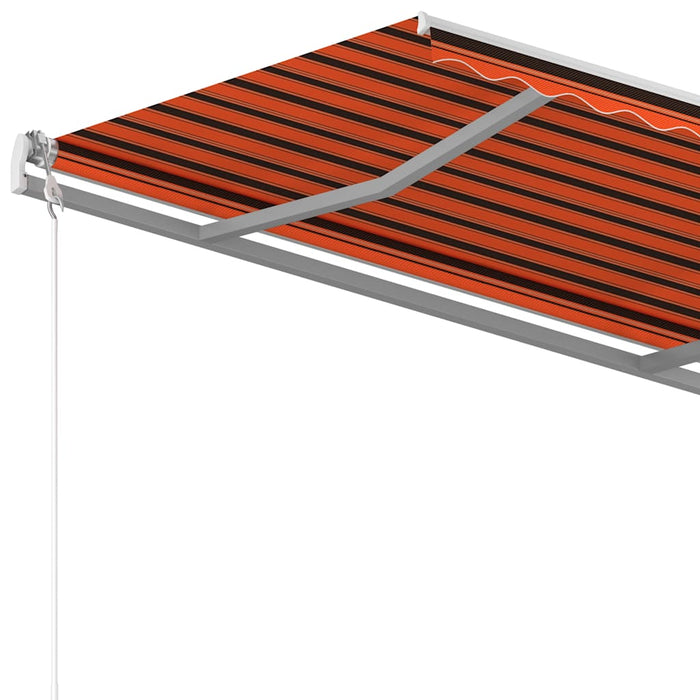 Copertină retractabilă manual, stâlpi portocaliu/maro 3,5x2,5 m WALTI