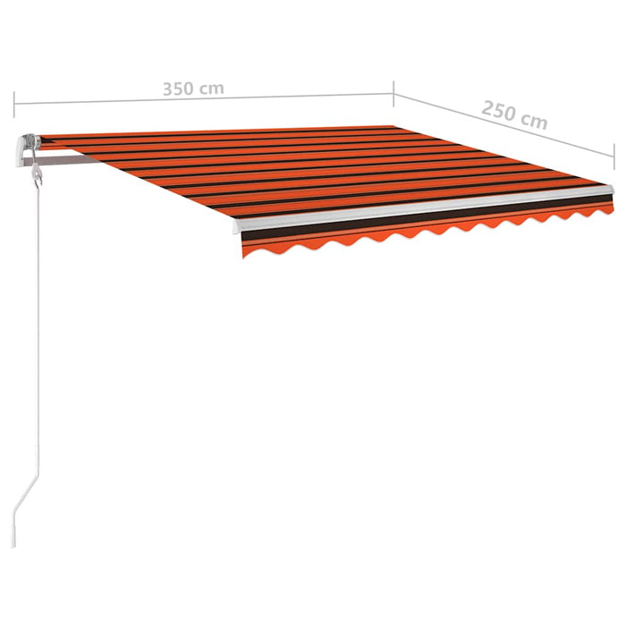 Copertină retractabilă manual, stâlpi portocaliu/maro 3,5x2,5 m WALTI